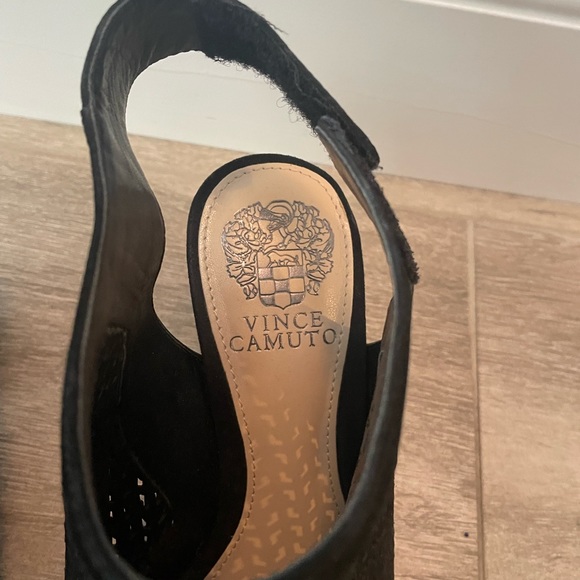 Vince Camuto Suede Block Heel Open Toe Bootie - Picture 13 of 13